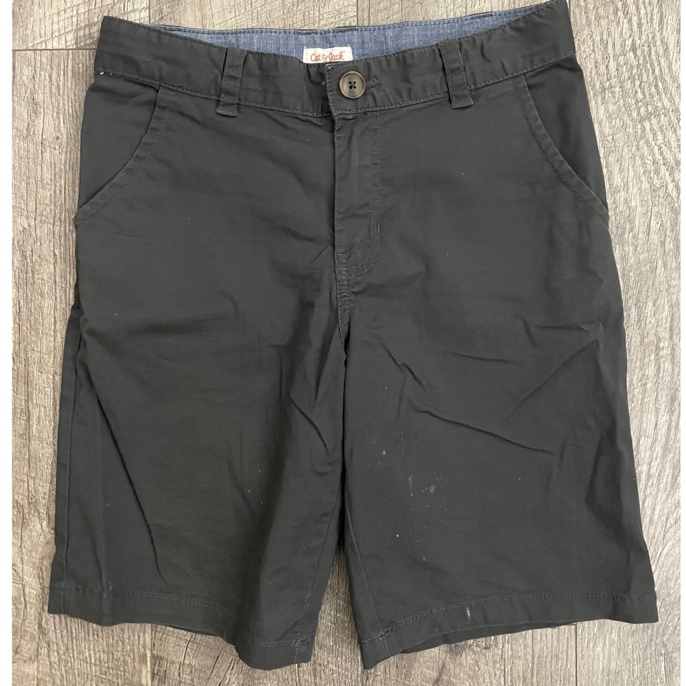 Cat & Jack Boys Black Chino Shorts Size 12‎ Flat Front School Uniform Casual